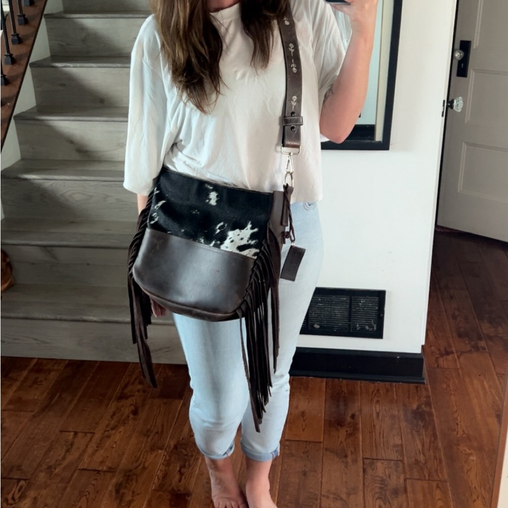 Fringe Hill - Brown and Black Fringe Shoulder Bag